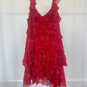 The Kooples Moon Flower Red Ruffle Dress – Size 4